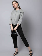 Even Apparels Grey Polywool Open Front Statement Women's Jacket (BF662) | Grocsy