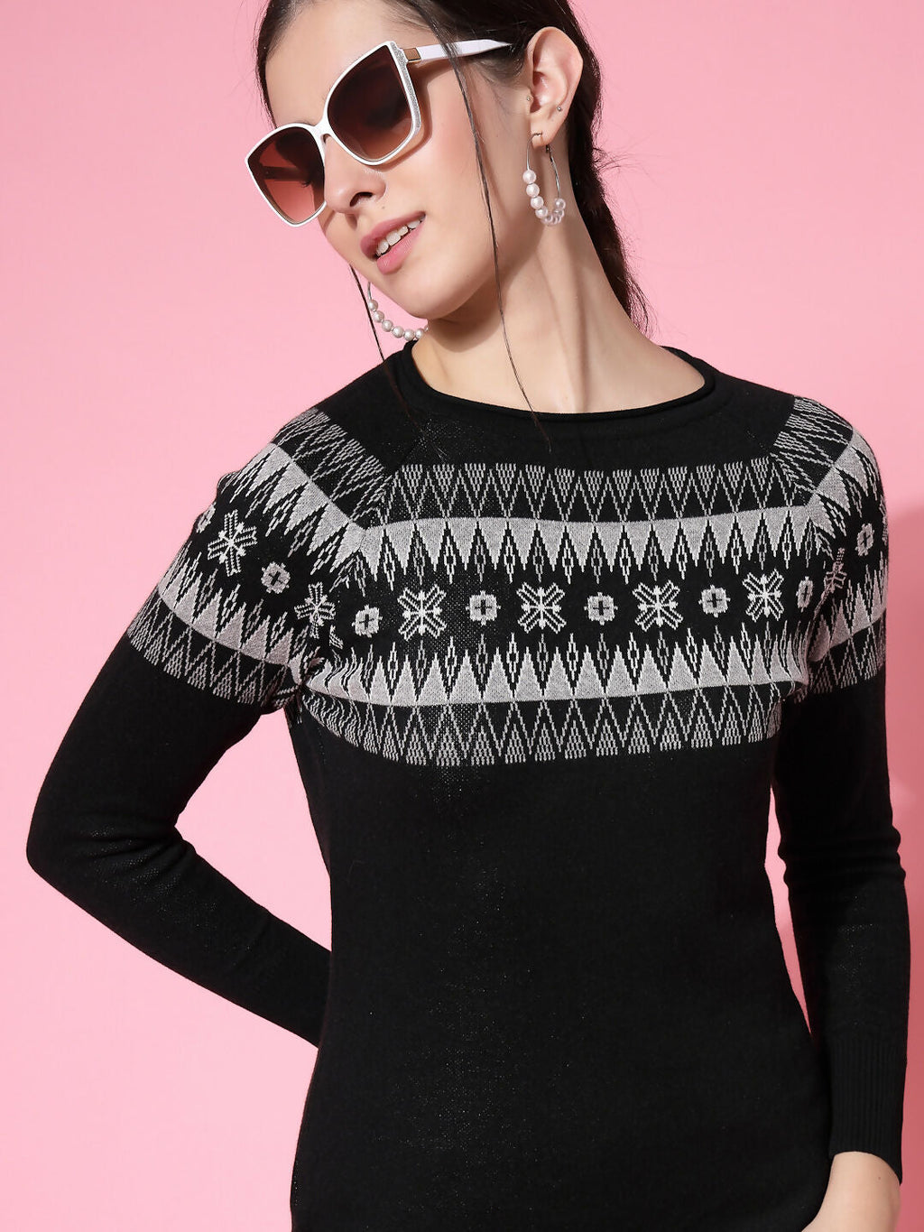 Women Winter Black Cotton Dress - Wool Trees | Grocsy