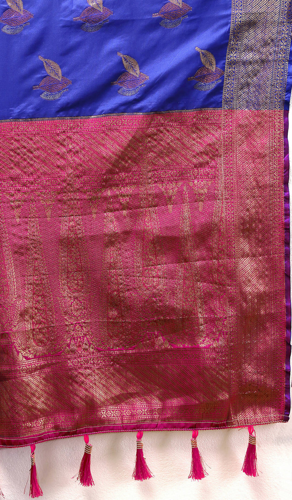 Lorenvalley Fashion Blue Soft Silk Woven Design Zari Weaving Saree | Grocsy