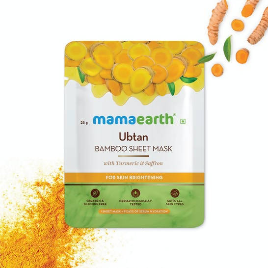 Mamaearth Ubtan Bamboo Sheet Mask with Turmeric & Saffron | Grocsy