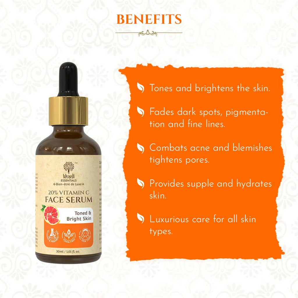 Khadi Essentials 20% Vitamin C Face Serum | Grocsy