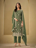 Anaita Mehndi Embroidered Silk Stitched Salwar Suit | Grocsy