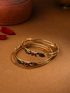 NVR Women Set of 2 Gold-Polished Traditional Daily Use Peacock Design Bangles | Grocsy