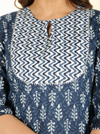 Aramya Straight Soft Cotton Floral Print Women's Kurta - Blue | Grocsy