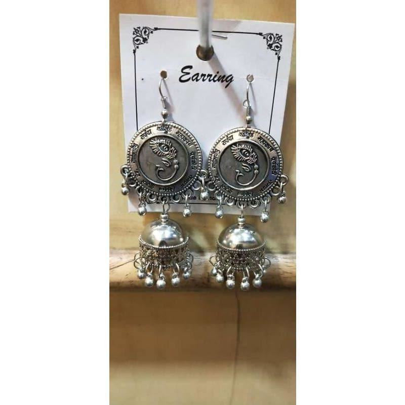 MS Fashion India Lord Ganesh Design on Earrings With Hanging Jhumkas And Pearls | Grocsy