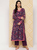 Ahalyaa Women's Traditional wear Kurta Set - Purple | Grocsy