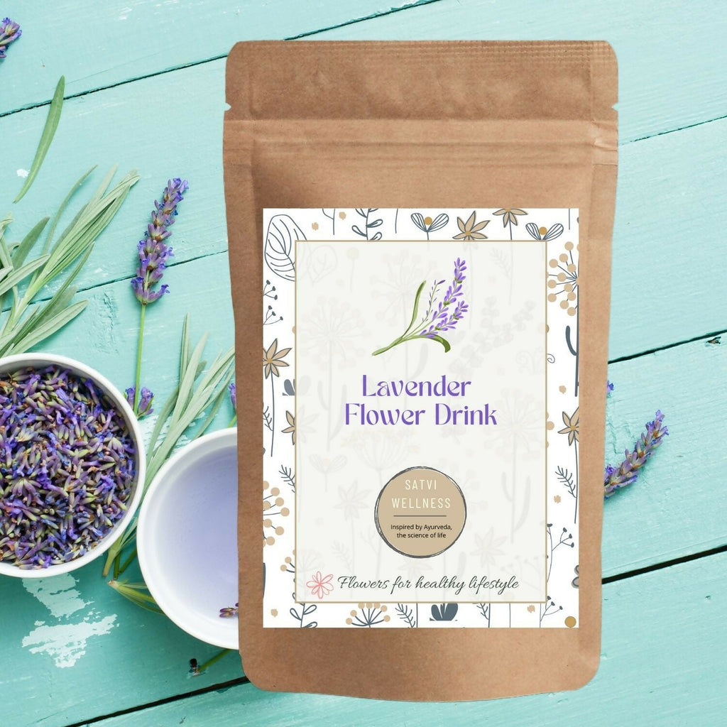 Satvi Wellness Lavender flower Tea | Lavender tea | Lavender flower drink mix  | Herbal Tea | Grocsy