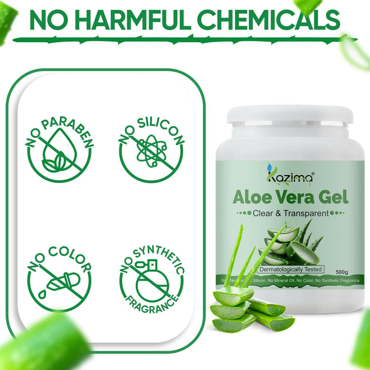 Kazima Pure Aloe Vera Gel For Hair, Acne, Scars, Dark Circles & Sunburn | Grocsy