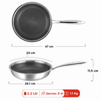Vinod SAS Pro Platinum Triply Stainless Steel Hybrid Non Stick Frypan | Grocsy