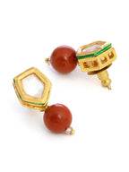 Ruby Raang Red Jasper Kundan Earrings | Grocsy