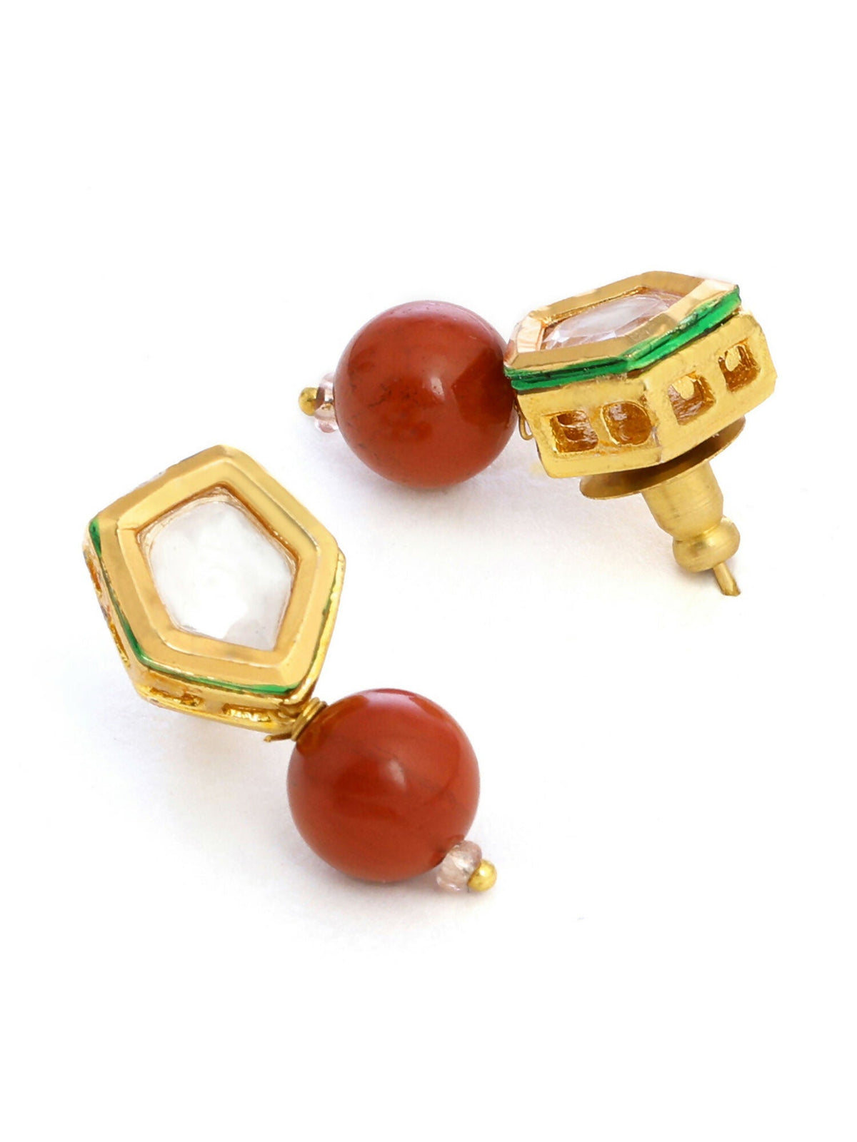 Ruby Raang Red Jasper Kundan Earrings | Grocsy
