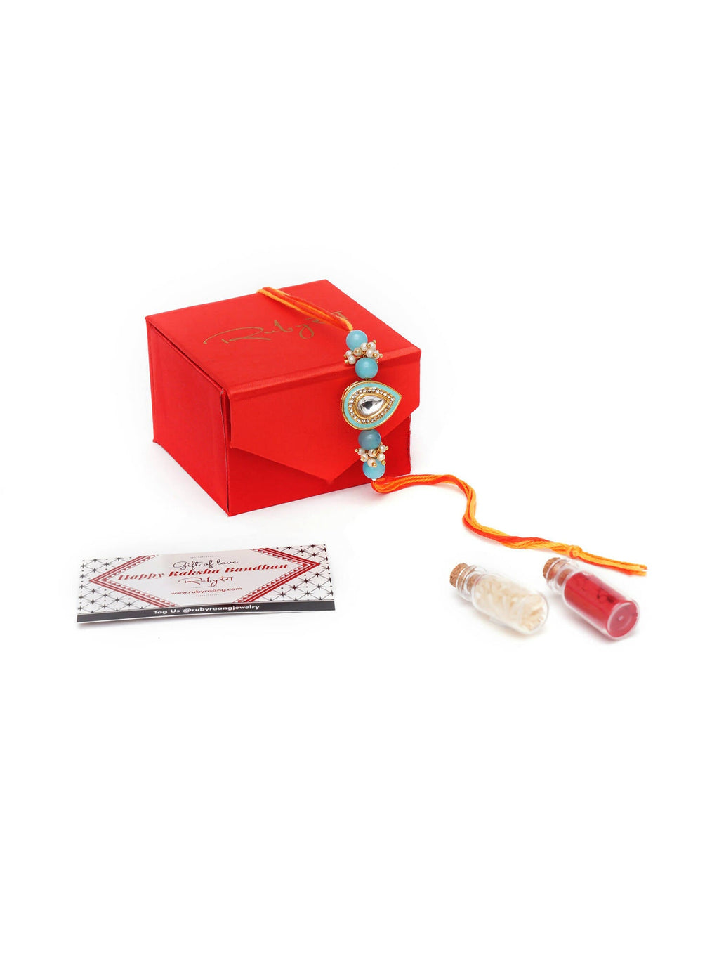 Designer kundan Rakhi - Ruby Raang | Grocsy
