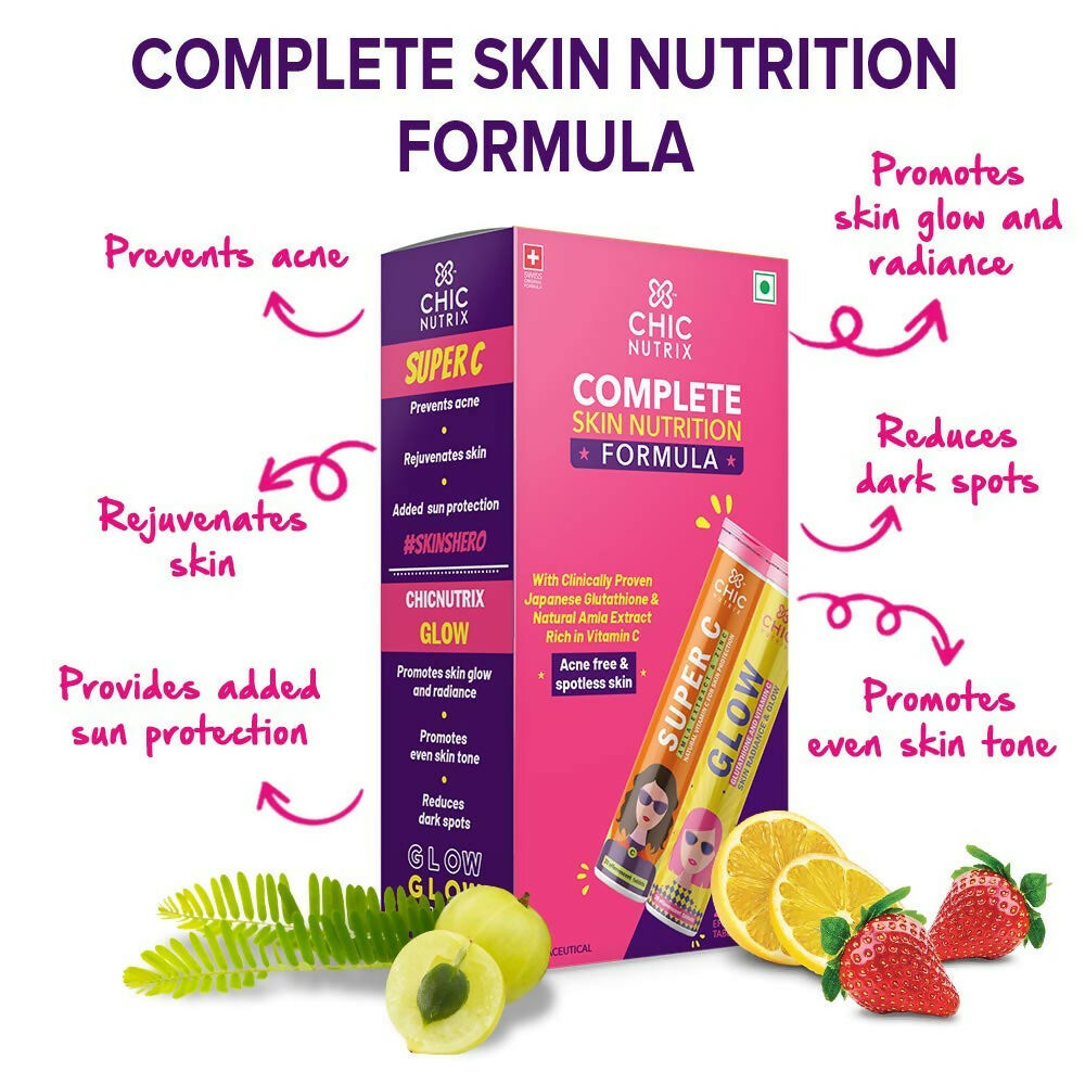Chicnutrix Glow + Super C – Glutathione & Vitamin C Tablets | Grocsy