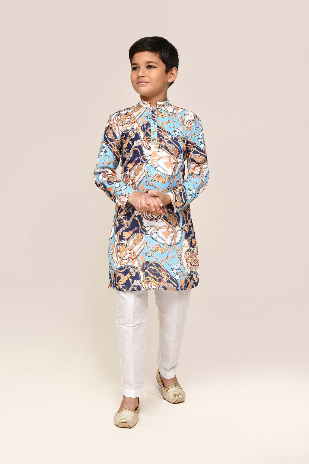 Joban Fashion Cotton Silk Blue Kurta With Straight Fit Pant | Grocsy