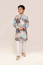 Joban Fashion Cotton Silk Blue Kurta With Straight Fit Pant | Grocsy