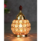 eCraftIndia Gold-Toned & Transparent Crystal & Brass Akhand Diya | Grocsy