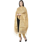 A R Silk VNS Jaal Fancy Dupatta Golden Color Dupatta or Chunni | Grocsy