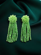 Inhanns Handmade Crystal Waterfall Earrings - Long - Pista Green Long Latkan | Grocsy