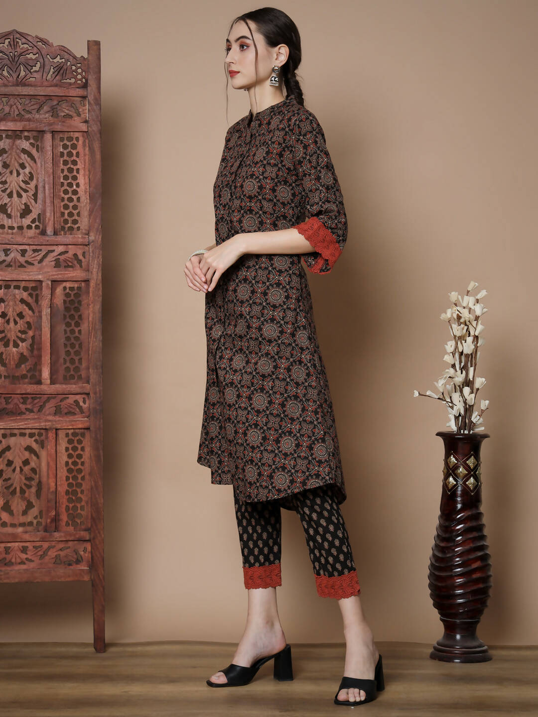 Myshka Women's Muli A-Line Kurta & Trousers With Dupatta | Grocsy