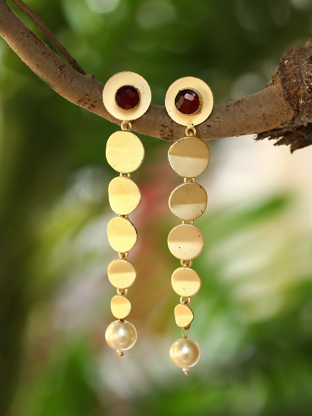 Joban Fashion Women Long Pattern Matte Gold Earrings | Grocsy