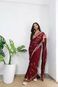 Vamsee Aaradhna Maroon Georgette Saree | Grocsy
