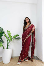Vamsee Aaradhna Maroon Georgette Saree | Grocsy