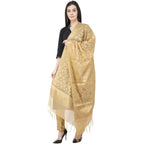 A R Silk VNS Jaal Fancy Dupatta Golden Color Dupatta or Chunni | Grocsy