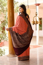 Joban Fashion Coral Crepe Chiffon Pure Handloom Banarasi Silk Saree | Grocsy
