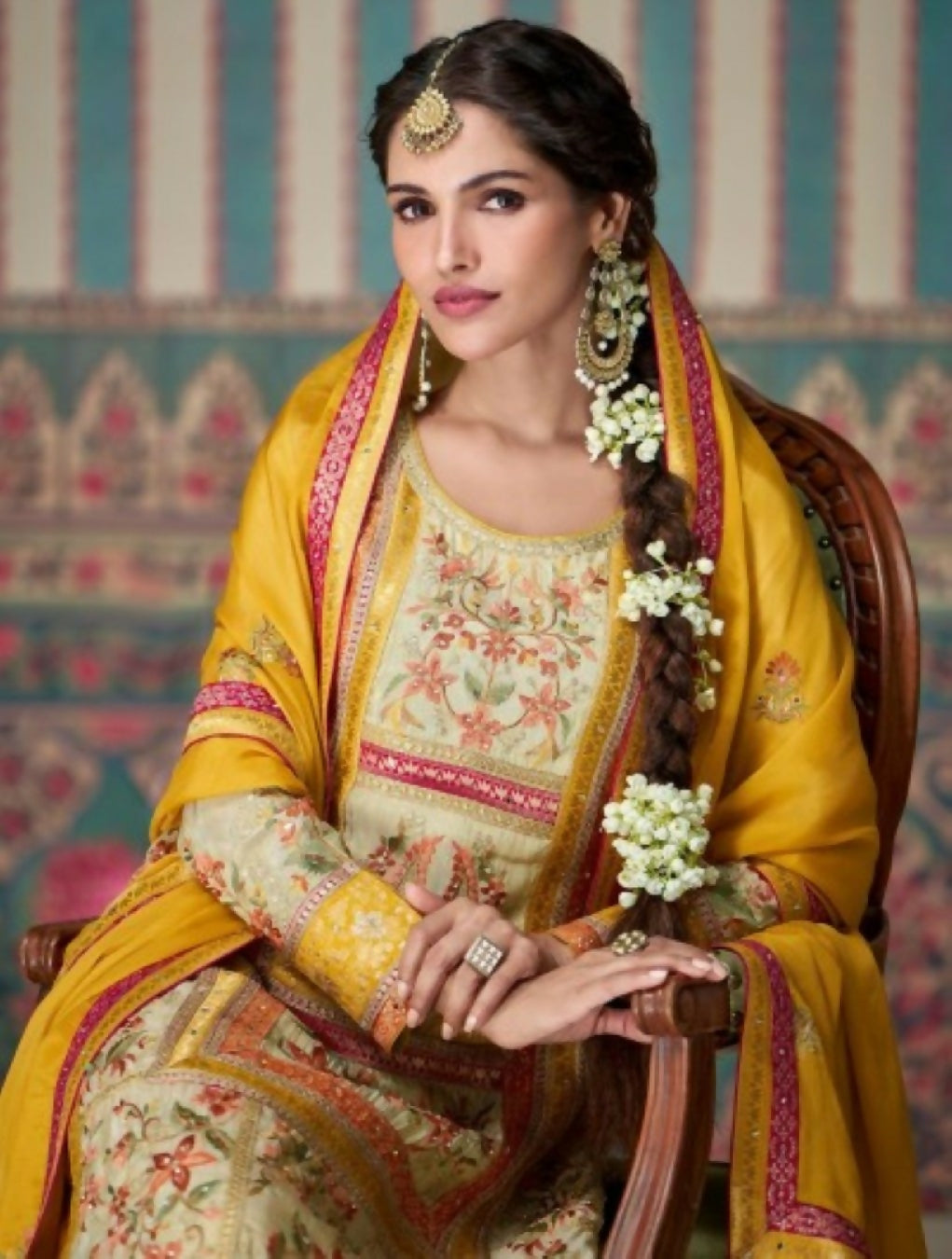 Anaita Yellow Embroidered Silk Fully Stitched Plazo suit | Grocsy