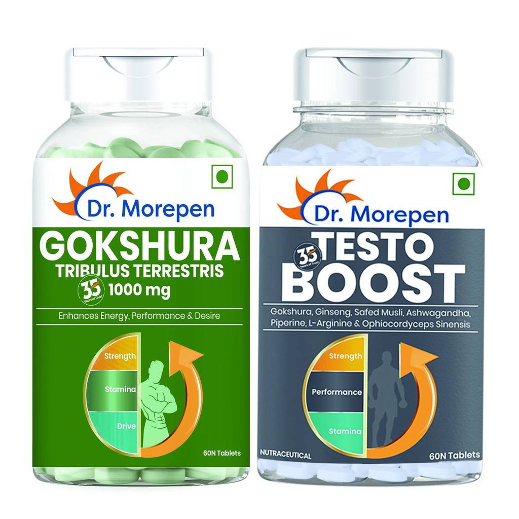 Dr. Morepen Gokshura and Testo Boost Tablets Combo for Men | Grocsy