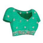 Green Gajji Silk Cord Jari Thread Stone Sequence Saree - Norita Saumya | Grocsy