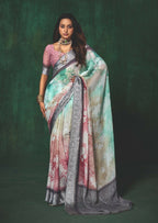 Joban Fashion Dola Silk With Zari Border Shaded Multi Color Work Saree | Grocsy