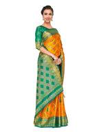 Mimosa Women's Gold Kanchipuram Silk Saree | Grocsy