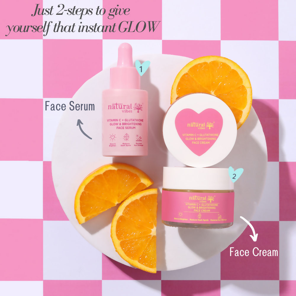 Natural Vibes Vitamin C + Glutathione Glow & Brightening Face Serum | Grocsy