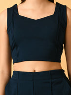 Myshka Women's Navy Blue Solid Party Top | Grocsy