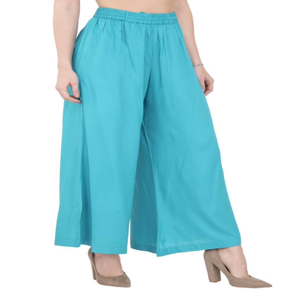 Lagi Women's Turquoise Blue Solid Palazzo (PLZ04H) | Grocsy