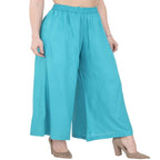 Lagi Women's Turquoise Blue Solid Palazzo (PLZ04H) | Grocsy