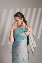 Grey Satin Rangoli Solid Fancy Designer Saree - Nafisa | Grocsy