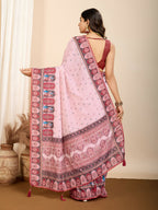 Pink Muslin Cotton Designer Digital Printed Saree - Lavisha | Grocsy