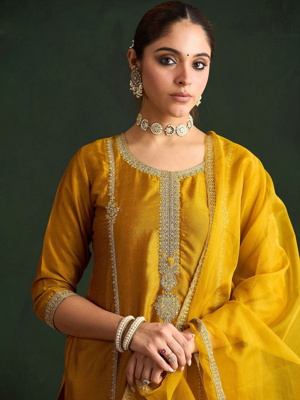 Indo Era Women Embroidered Regular Sequinned Kurta with Trousers & With Dupatta | Grocsy