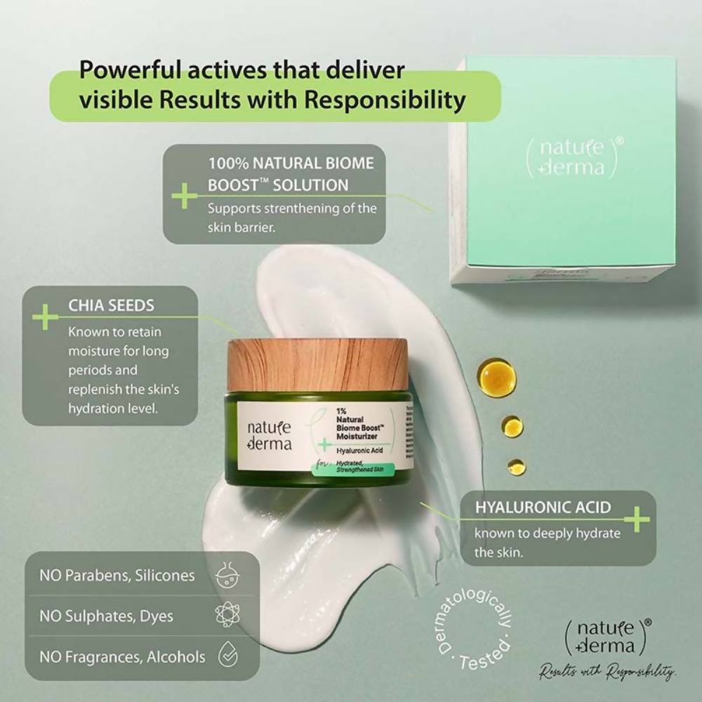 Nature Derma 1% Natural Biome-Boost Moisturizer With Hyaluronic Acid | Grocsy