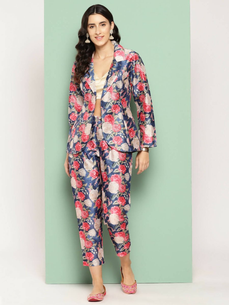 Ahalyaa Women's Traditional Wear Co-ods - Blue | Grocsy