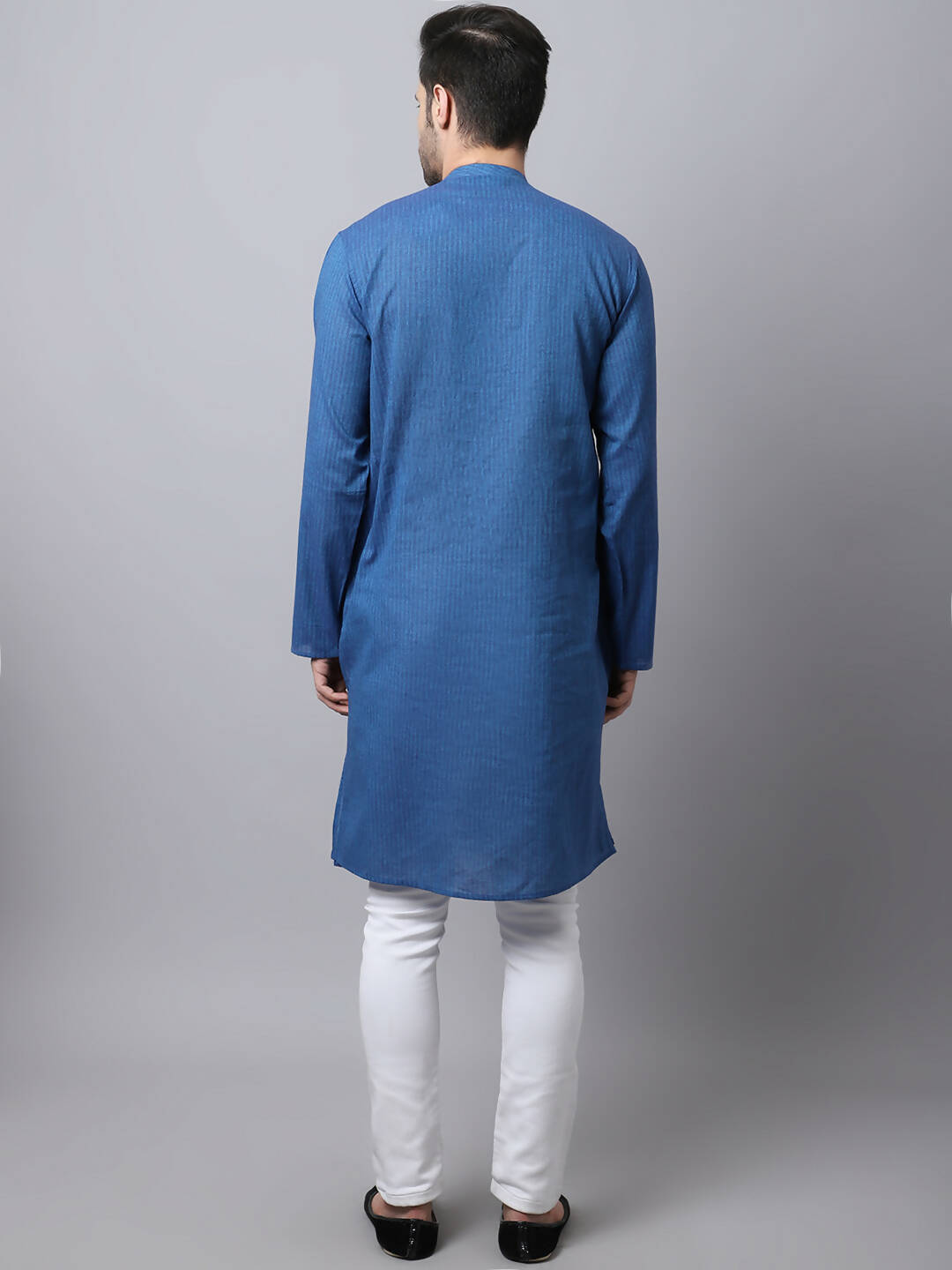 Even Apparels Blue Pure Cotton Men's Kurta With Side Placket | Grocsy