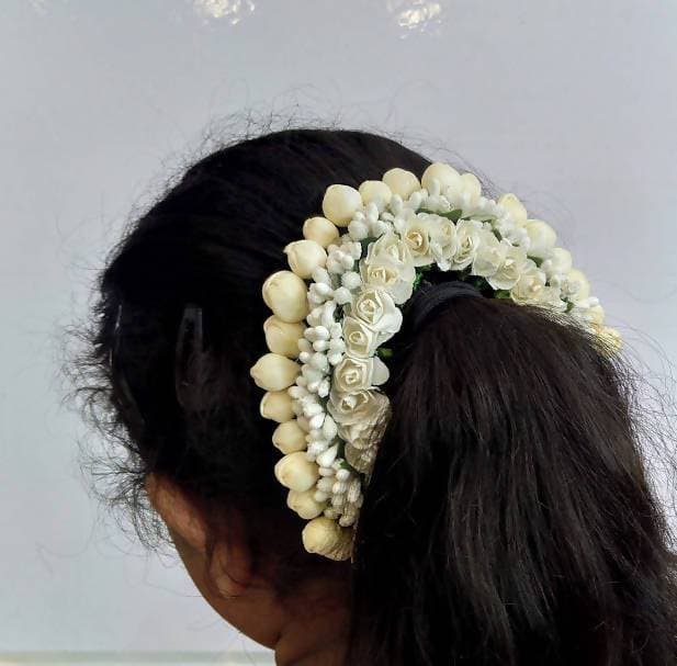 White Rose Hair Gajra | Grocsy
