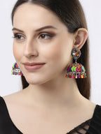 NVR Women Multi Color Artificial Beads Brass-Plated Jhumka Earrings | Grocsy