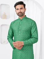 Joban Fashion Men's Rayon Cotton Green Printed Kurta Pyjama set | Grocsy