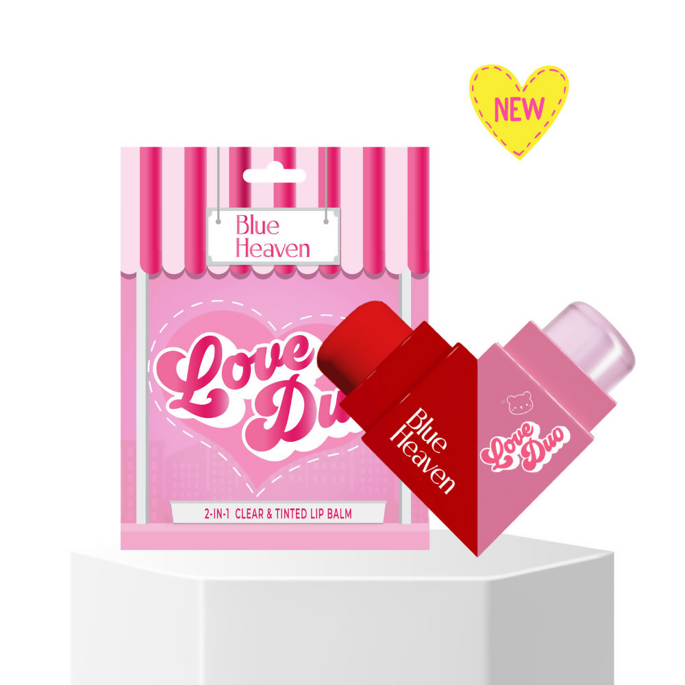 Blue Heaven Love Duo 2-In-1 Clear & Tinted Lip Balm - Hunbun (Clear+ Cherry) | Grocsy