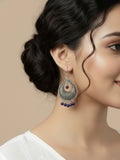 NVR Women German Silver Oxidised Chandbali Earrings | Grocsy