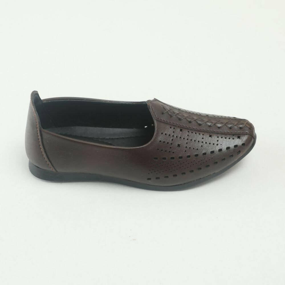 Tiny Bugs Boys Party & Ethnic Wear Mojari - Dark Brown | Grocsy