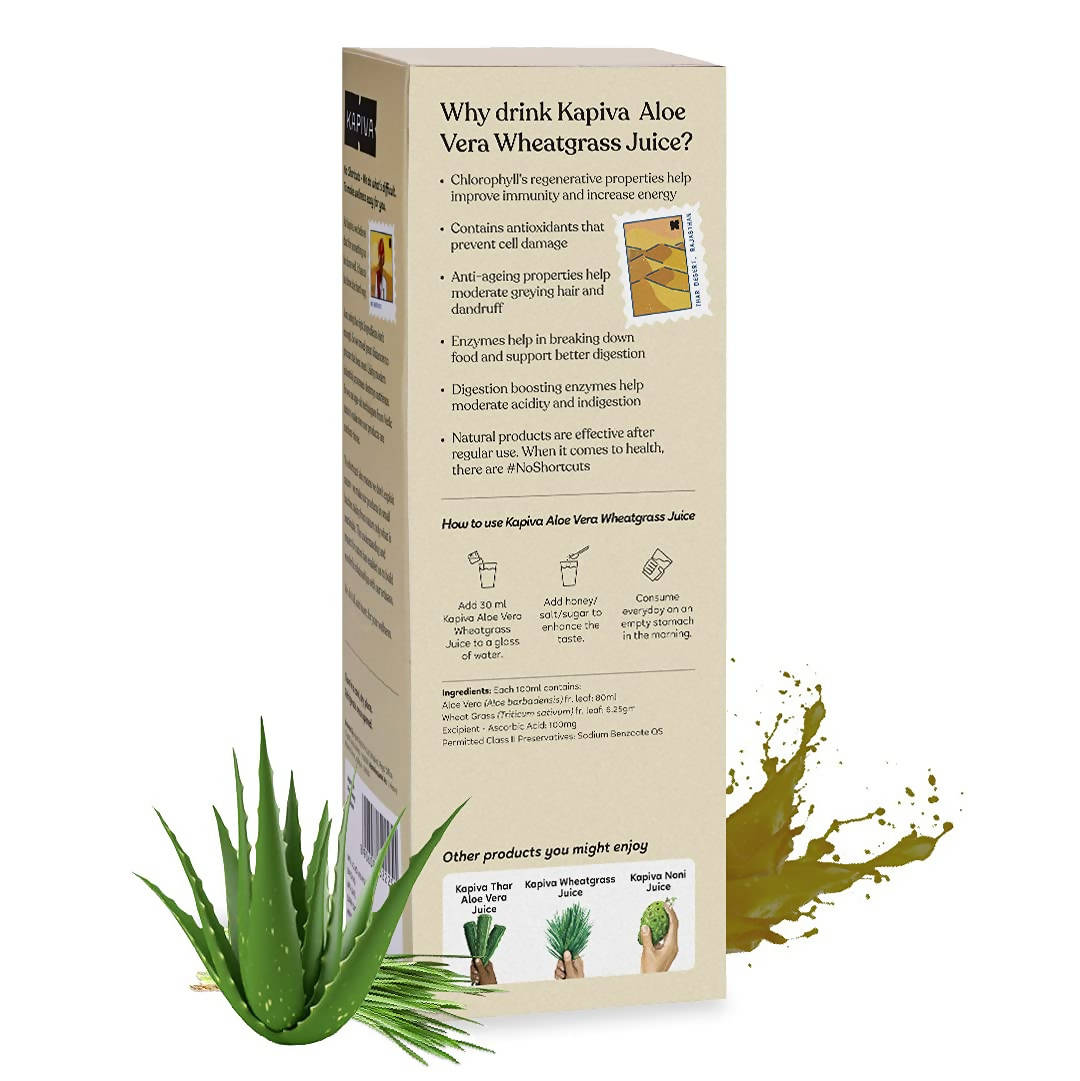 Kapiva Ayurveda Aloe Vera + Wheatgrass Juice | Grocsy